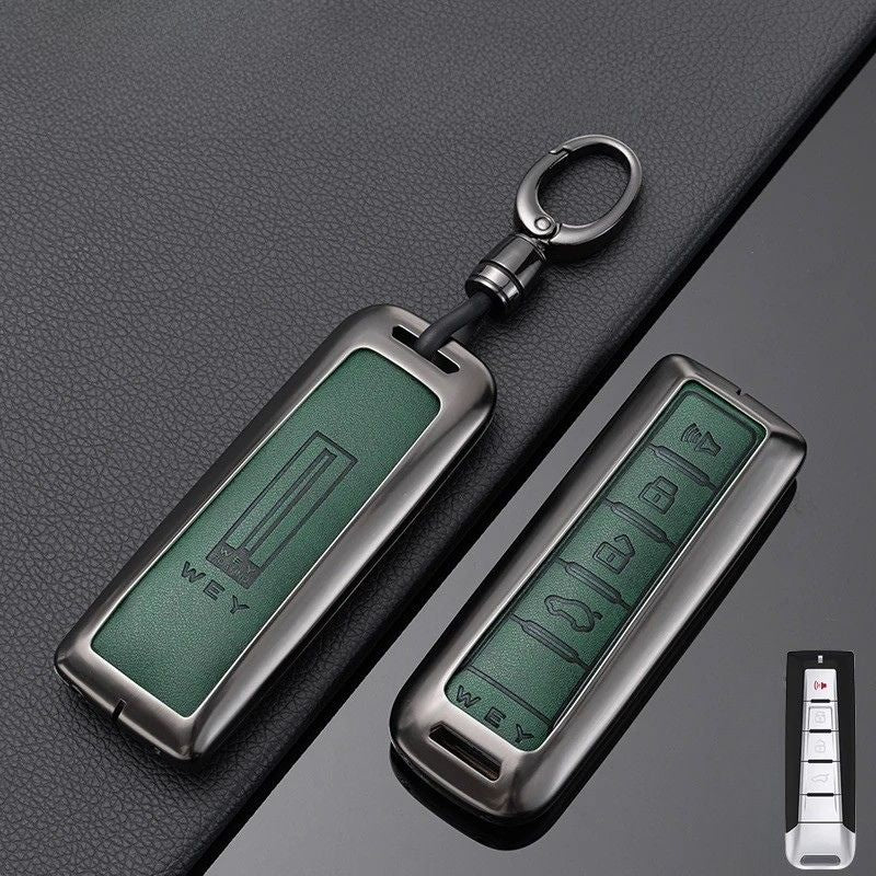 Great Wall Zinc Alloy + PU Leather Car Key Fob Case Cover For WEY VV5, VV6, VV7, Mocha - Image 9