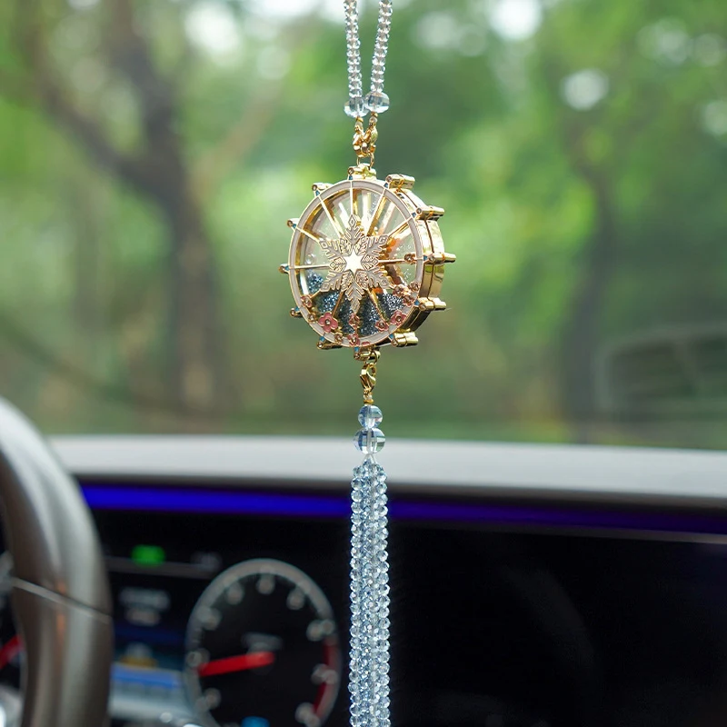 High-End Exquisite Ferris Wheel Liquid Sand Crystal Car Rearview Mirror Pendant Interior Decoration - Image 2