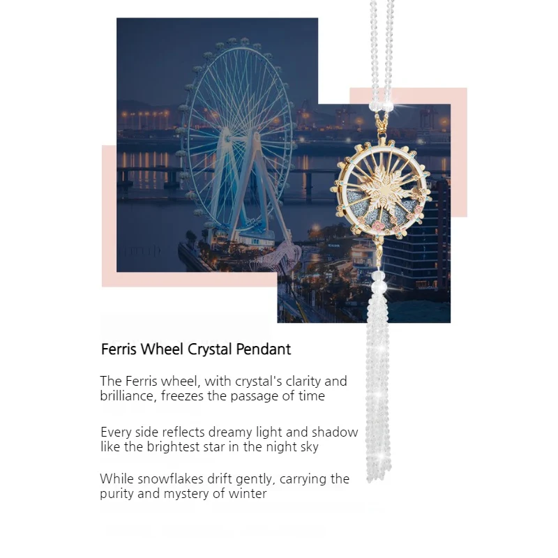 High-End Exquisite Ferris Wheel Liquid Sand Crystal Car Rearview Mirror Pendant Interior Decoration - Image 5