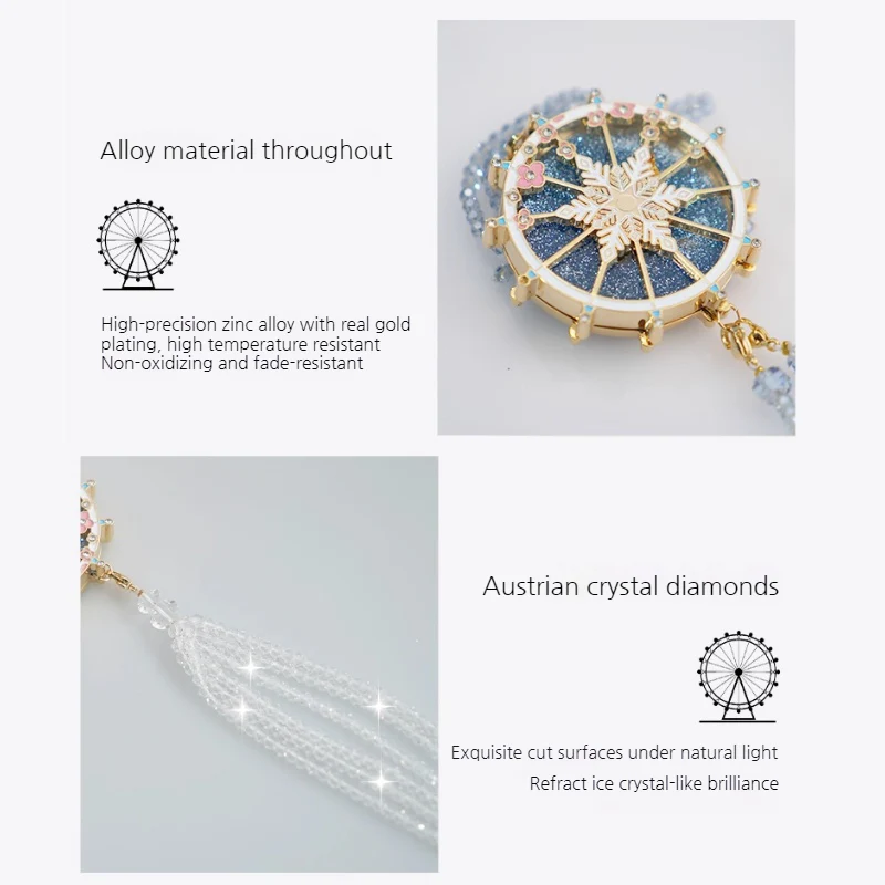 High-End Exquisite Ferris Wheel Liquid Sand Crystal Car Rearview Mirror Pendant Interior Decoration - Image 6