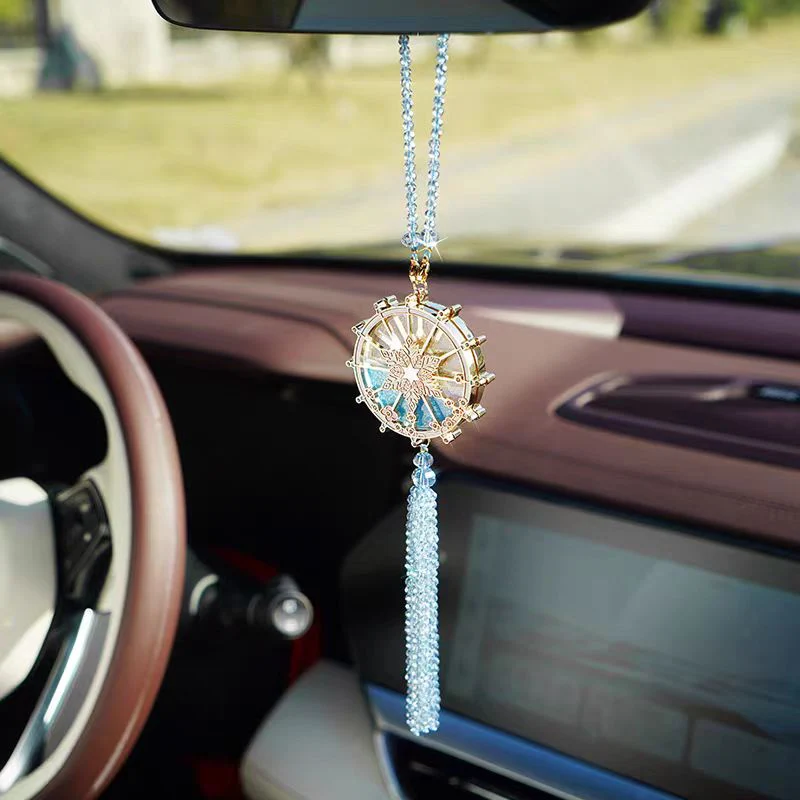 High-End Exquisite Ferris Wheel Liquid Sand Crystal Car Rearview Mirror Pendant Interior Decoration - Image 8