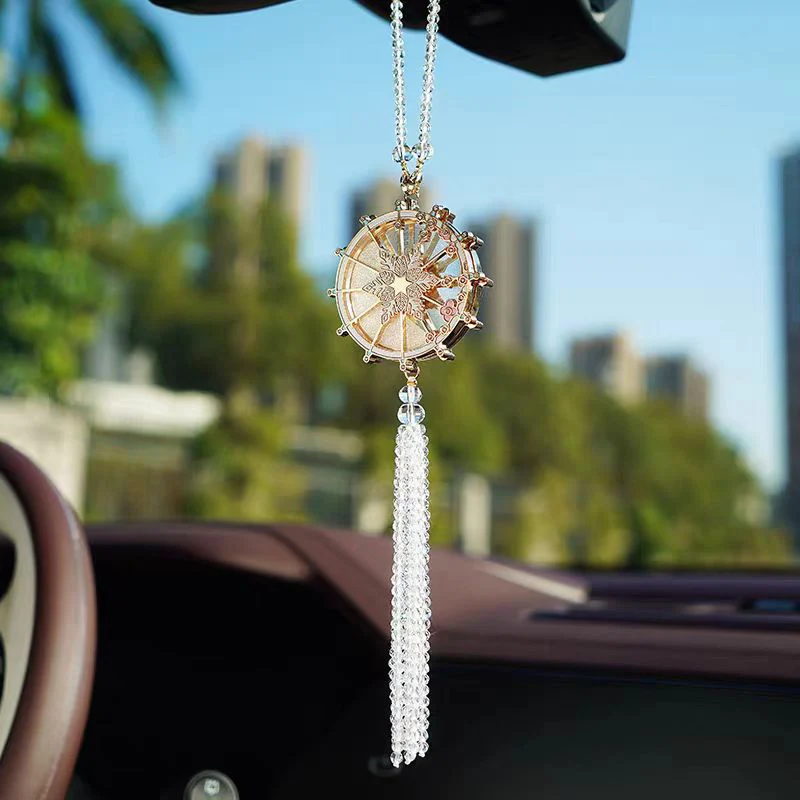 High-End Exquisite Ferris Wheel Liquid Sand Crystal Car Rearview Mirror Pendant Interior Decoration - Image 9