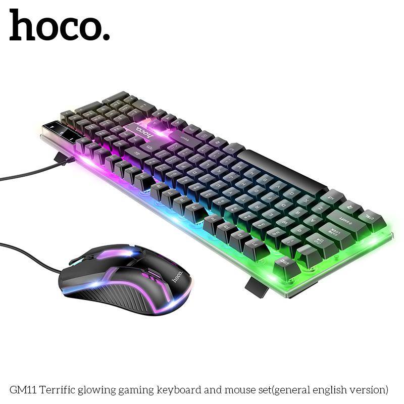HOCO GM11 Terrific Glowing USB Wired 104 Keys RGB Backlight Gaming Mouse Keyboard Combos Set - Image 2