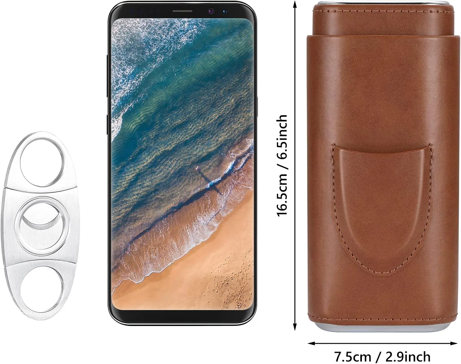 [Holds Up To 3 Cigars] Portable PU Leather Cigar Accessories & Humido - Image 4