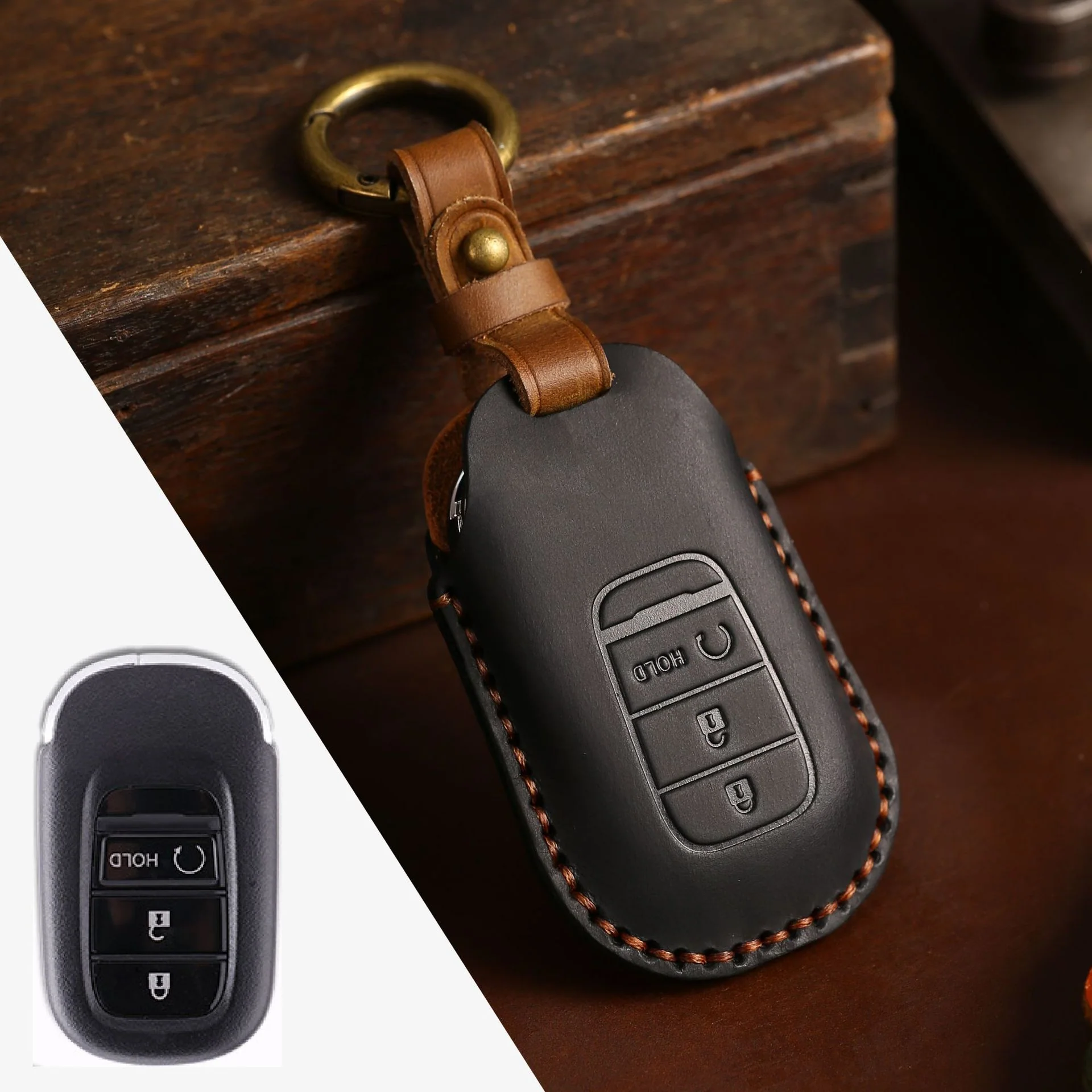Honda Handcrafted Genuine Leather Car Key Fob Case Cover For CR-V, Accord, Civic, HR-V, Pilot - Image 11
