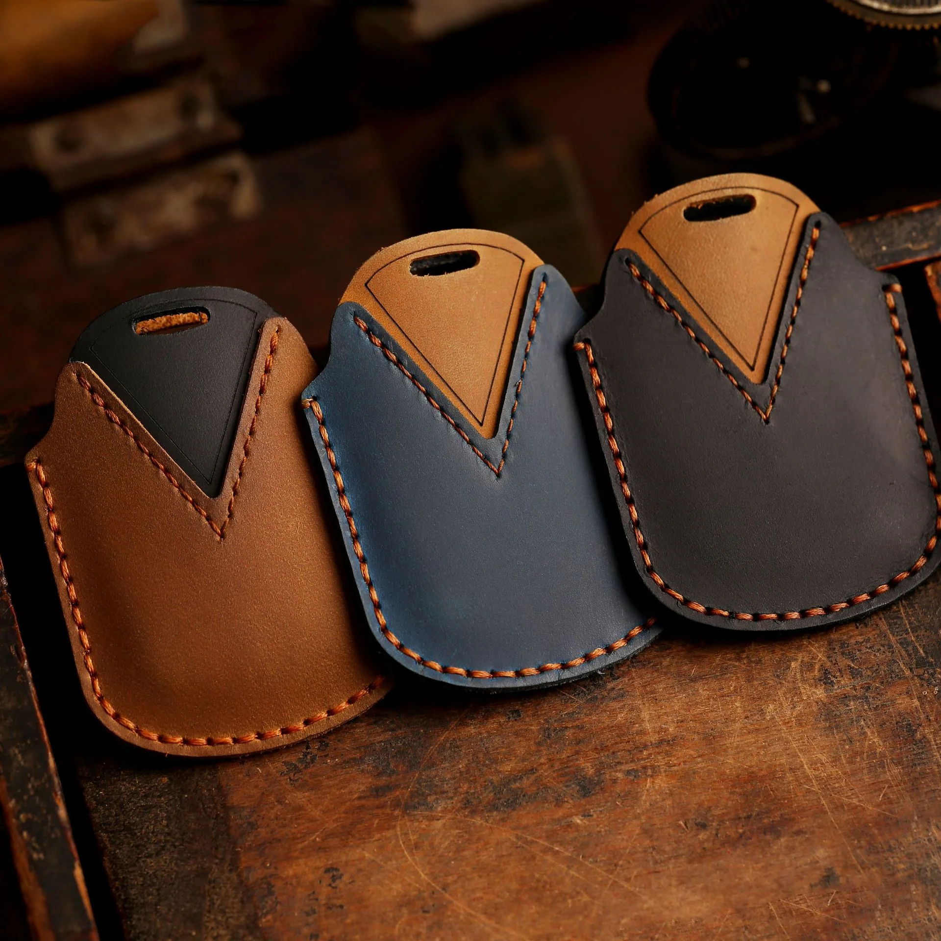 Honda Handcrafted Genuine Leather Car Key Fob Case Cover For CR-V, Accord, Civic, HR-V, Pilot - Image 3