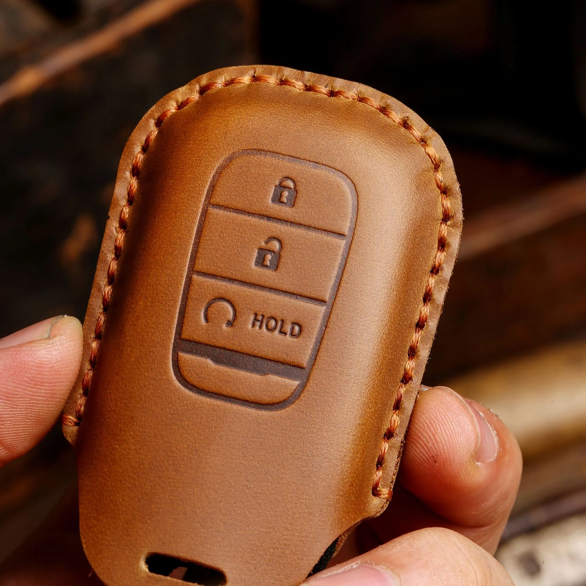 Honda Handcrafted Genuine Leather Car Key Fob Case Cover For CR-V, Accord, Civic, HR-V, Pilot - Image 7