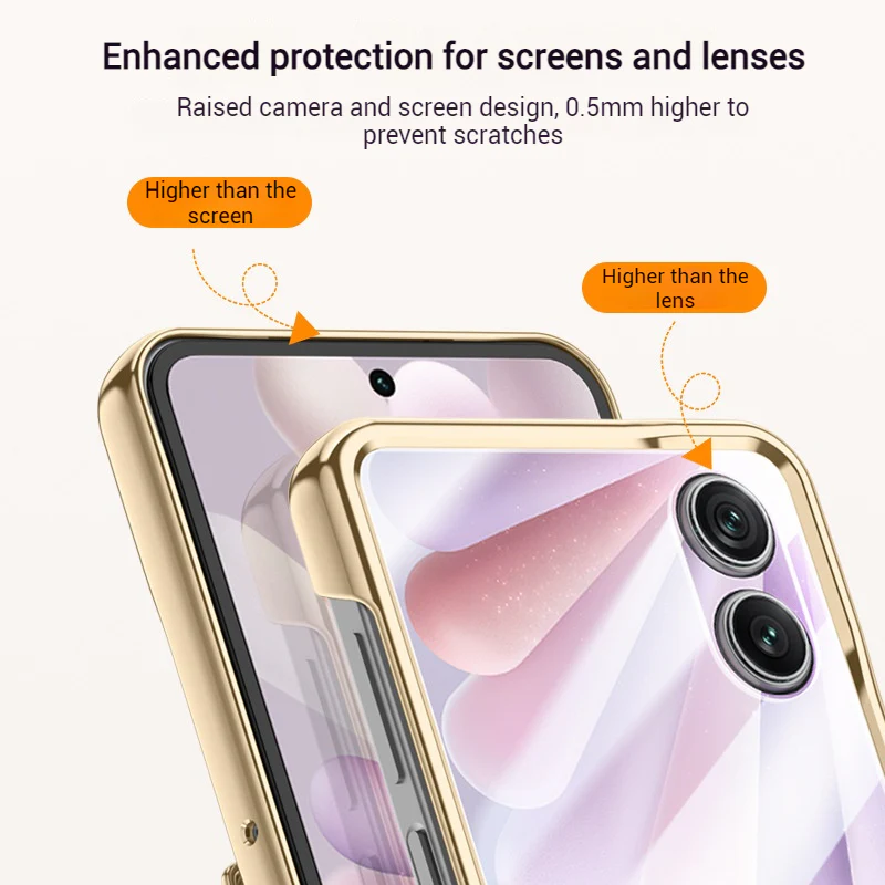Honor Magic V Flip 2 Electroplated Chain Shockproof Plain Leather Essentials Series Case With Screen Protector - Image 5