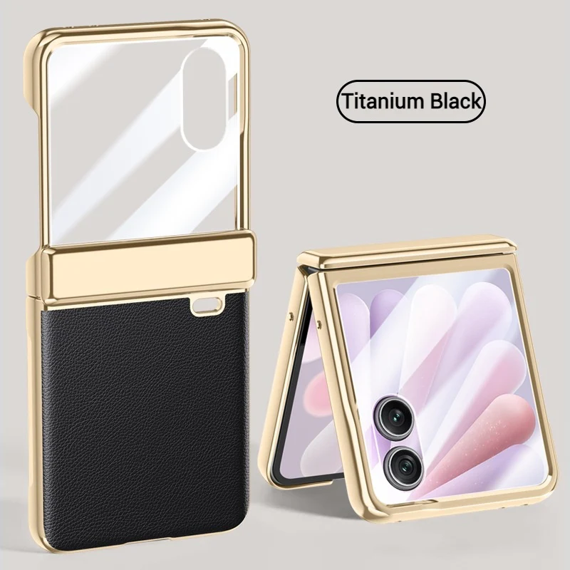 Honor Magic V Flip 2 Electroplated Chain Shockproof Plain Leather Essentials Series Case With Screen Protector - Image 9