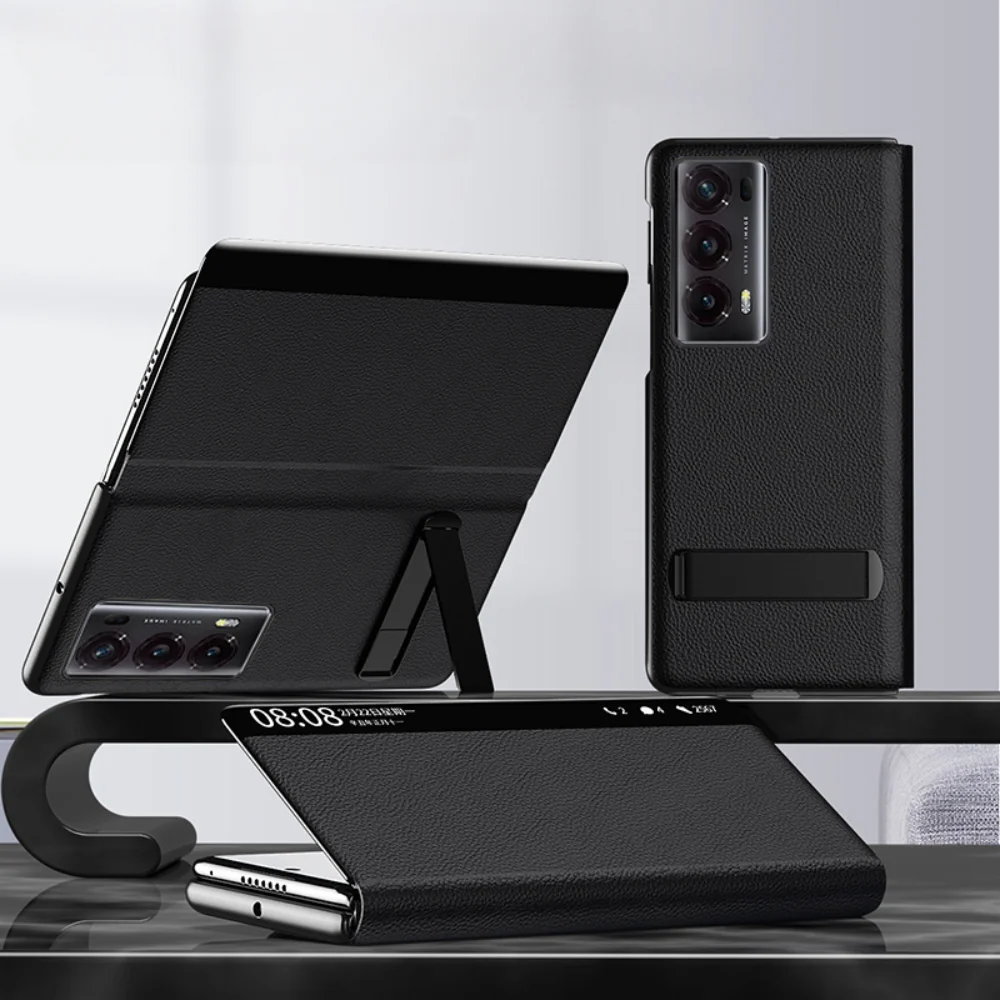 Honor Magic V2 - Premium Leather Smart Touch Side Window Flip Stand Case - Image 2