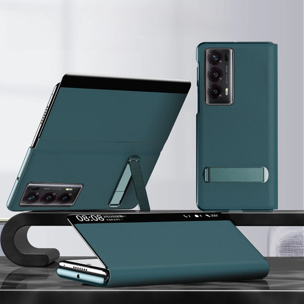 Honor Magic V2 - Premium Leather Smart Touch Side Window Flip Stand Case - Image 4