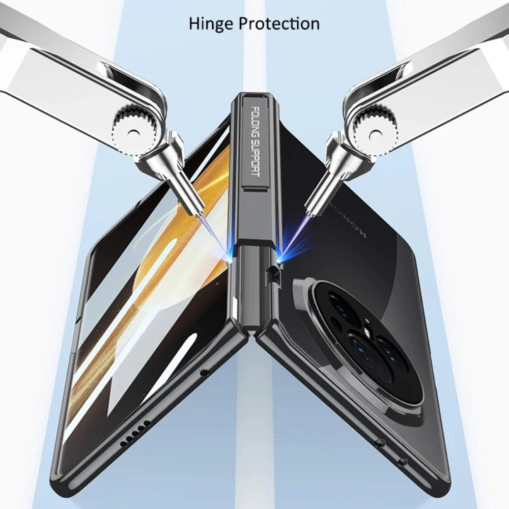 Honor Magic V3 - Electroplated Frame Side Wrap Stand Shockproof Protective Case - Image 11