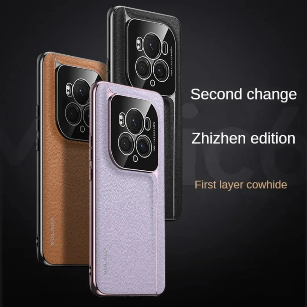 Honor Magic6 / Magic6 Pro / Magic6 Ultimate - Frameless Top Layer Cowhide Leather + PC Phone Case - Image 6