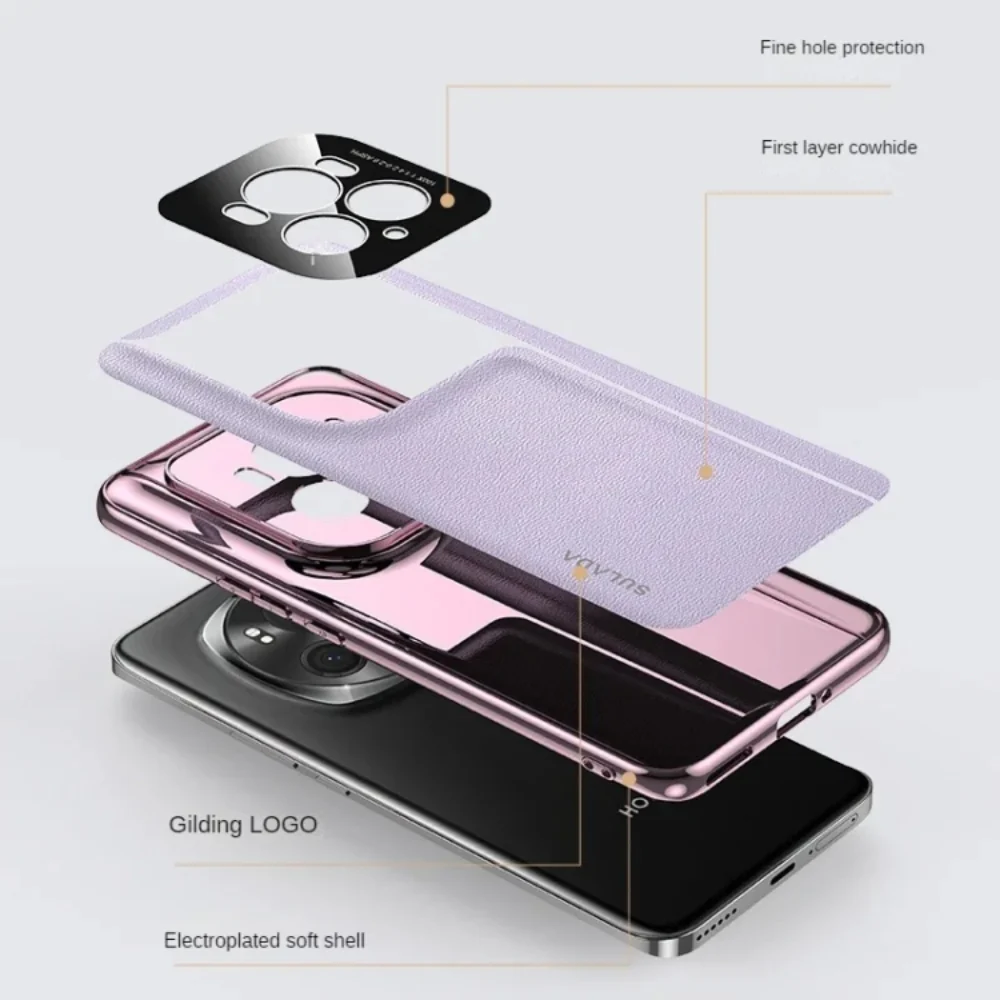 Honor Magic6 / Magic6 Pro / Magic6 Ultimate - Frameless Top Layer Cowhide Leather + PC Phone Case - Image 8