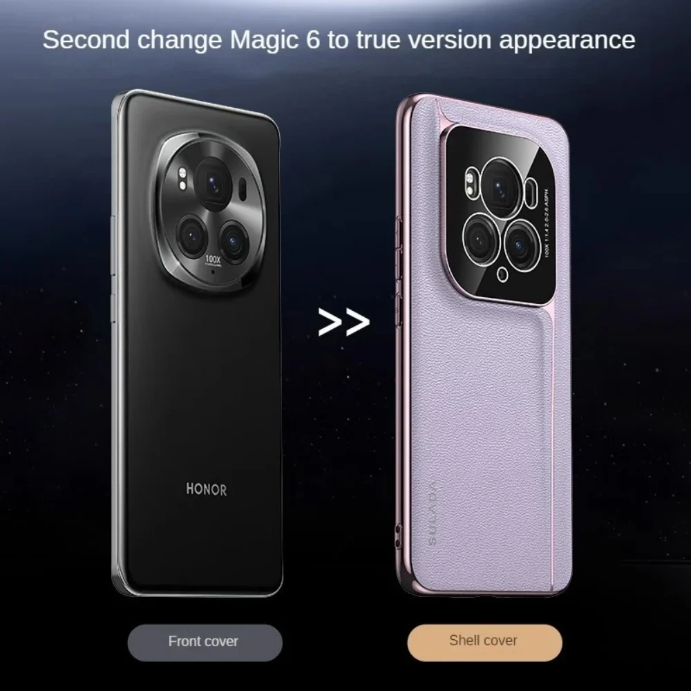 Honor Magic6 / Magic6 Pro / Magic6 Ultimate - Frameless Top Layer Cowhide Leather + PC Phone Case - Image 9