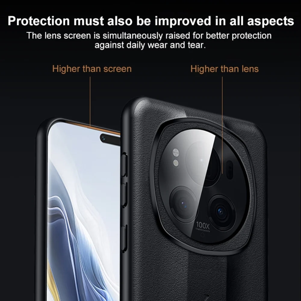 Honor Magic6/Pro - Splicing Plain Leather PC Shockproof Phone Case - Image 11