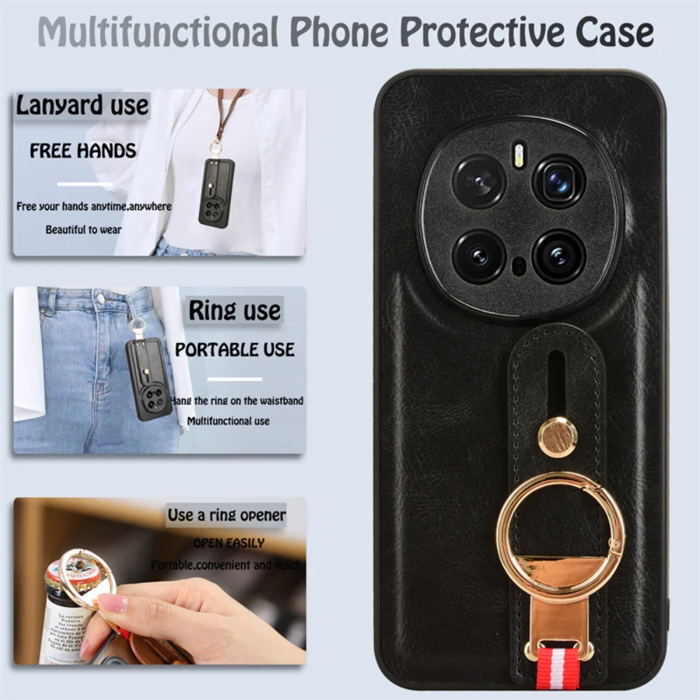Honor Magic7/Pro - Wristband Leather Back Phone Case - Image 13