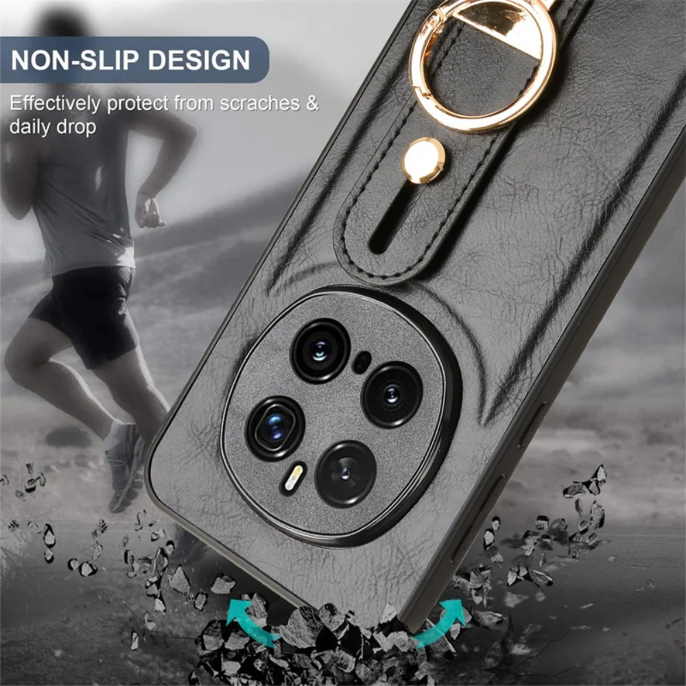 Honor Magic7/Pro - Wristband Leather Back Phone Case - Image 14
