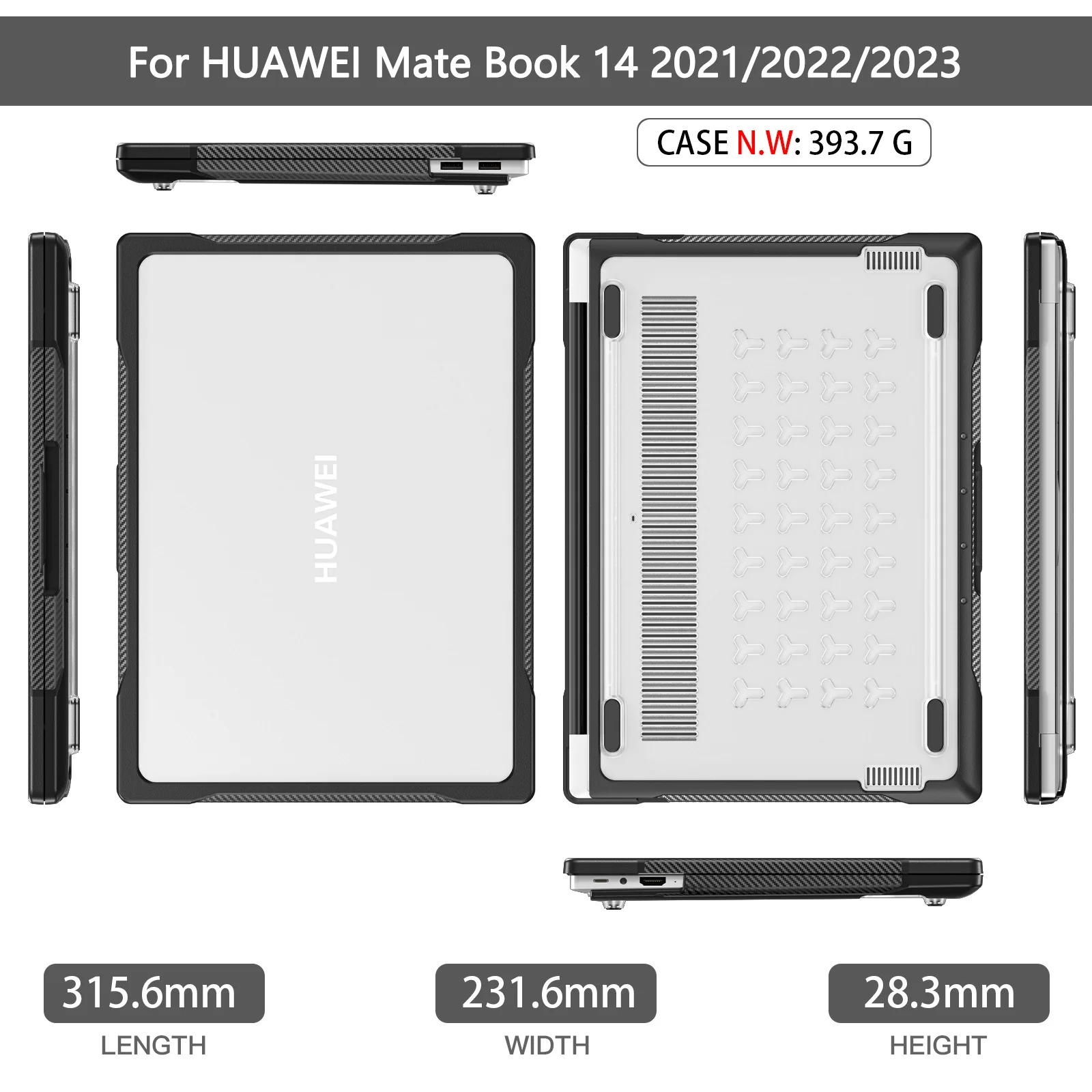 HUAWEI MateBook 14 inch 2021/2022/2023 - Matte Shockproof Heavy Duty Tough Case Cover - Image 15