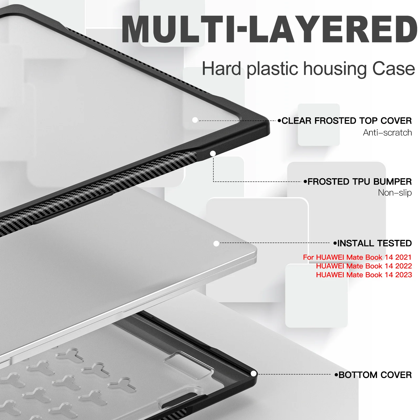 HUAWEI MateBook 14 inch 2021/2022/2023 - Matte Shockproof Heavy Duty Tough Case Cover - Image 9