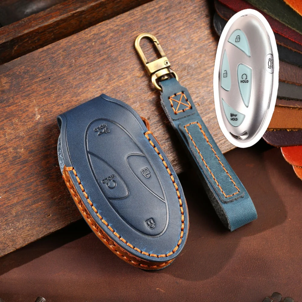 Hyundai Handcrafted Genuine Leather Car Key Fob Protective Case Cover For Ionic 6, Kona EV, Grandeur GN7 - Image 3