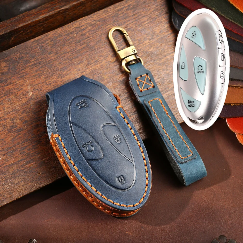 Hyundai Handcrafted Genuine Leather Car Key Fob Protective Case Cover For Ionic 6, Kona EV, Grandeur GN7 - Image 6