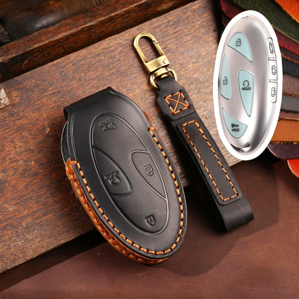 Hyundai Handcrafted Genuine Leather Car Key Fob Protective Case Cover For Ionic 6, Kona EV, Grandeur GN7 - Image 7