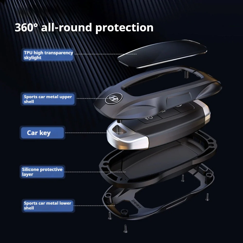 Hyundai Stylish Metal Car Key Fob Protective Case Cover For Tucson, Sport, Elantra, Santa Fe, ix35, ix25 - Image 12