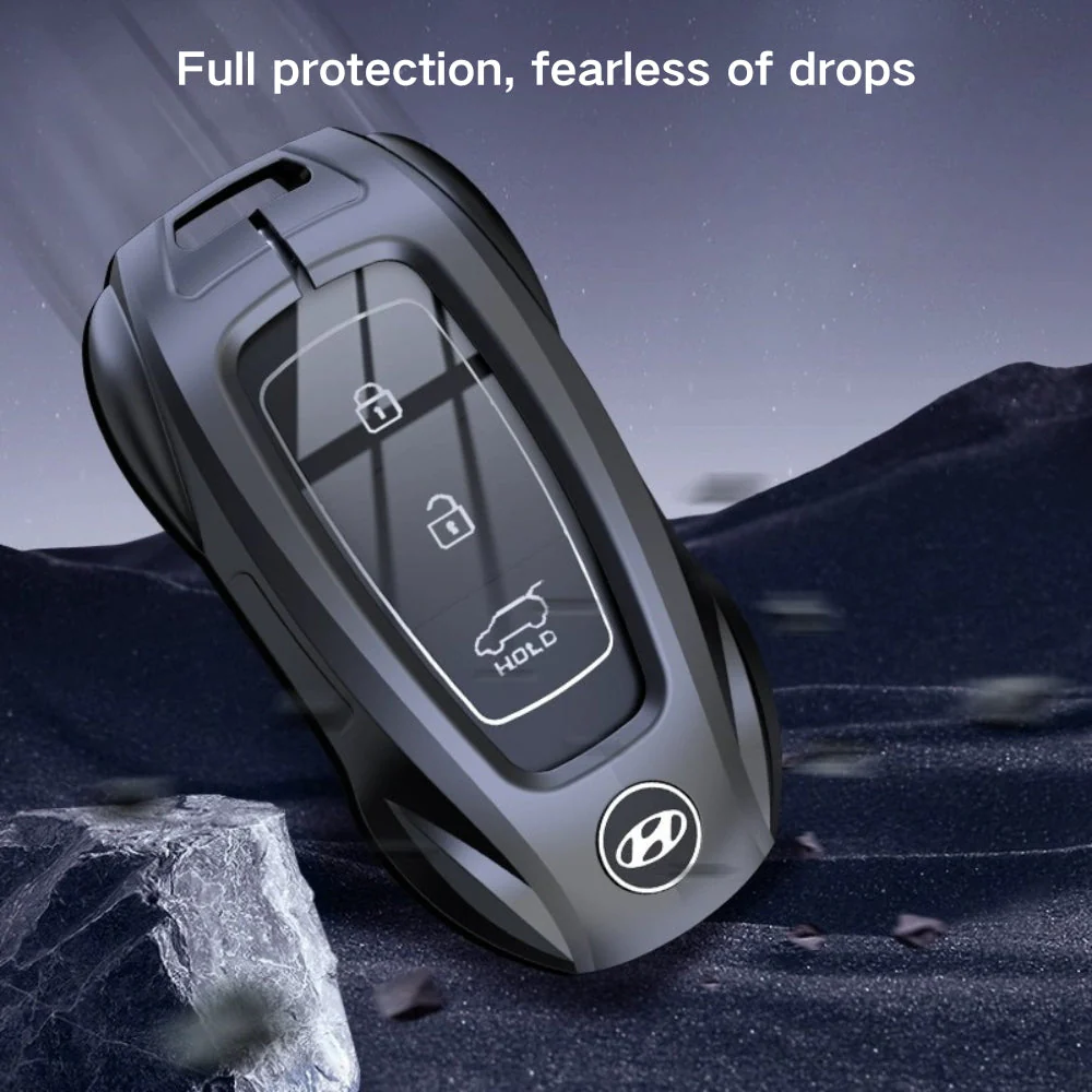 Hyundai Stylish Metal Car Key Fob Protective Case Cover For Tucson, Sport, Elantra, Santa Fe, ix35, ix25 - Image 13