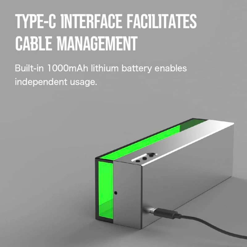 Industrial Vintage Design Style LED Ambient Light Gaming Desk Accessory, Aluminum Alloy Body, Rechargeable - Image 4
