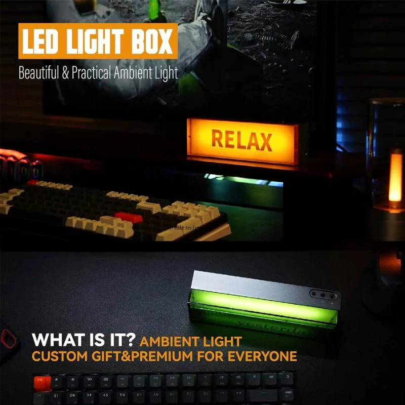 Industrial Vintage Design Style LED Ambient Light Gaming Desk Accessory, Aluminum Alloy Body, Rechargeable - Image 5