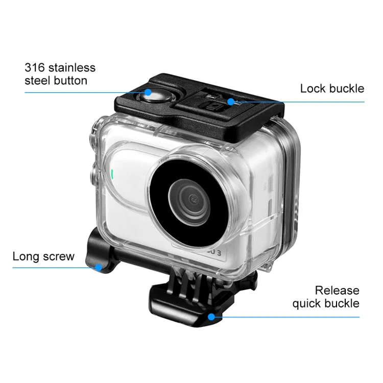 Insta360 GO 3 / GO 3SPULUZ 60m Underwater Waterproof Housing Case with Base Adapter & Screw (Transparent - Image 4