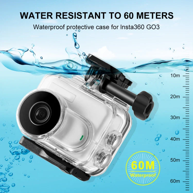 Insta360 GO 3 / GO 3SPULUZ 60m Underwater Waterproof Housing Case with Base Adapter & Screw (Transparent - Image 5