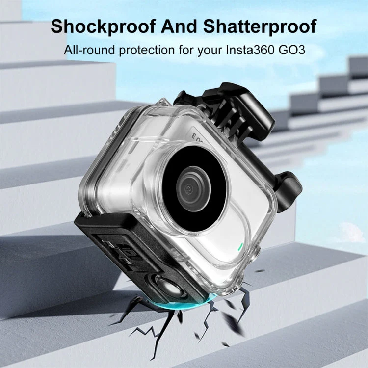 Insta360 GO 3 / GO 3SPULUZ 60m Underwater Waterproof Housing Case with Base Adapter & Screw (Transparent - Image 6