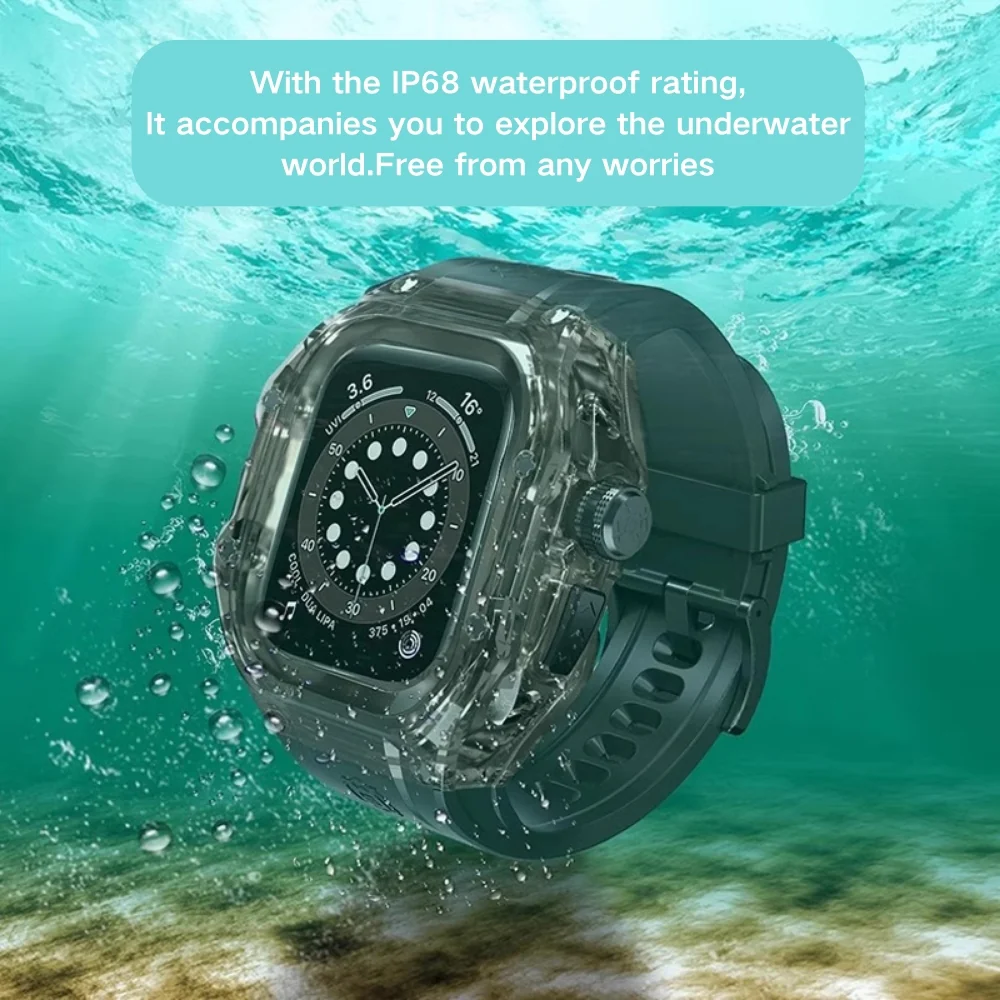 [IP68 Waterproof] Apple Watch Series 4/5/6/SE/7/8/9 41mm 44mm 45mmm - All-in-One Diving & Rainproof Waterproof Watch Band With Shell & Film - Image 2