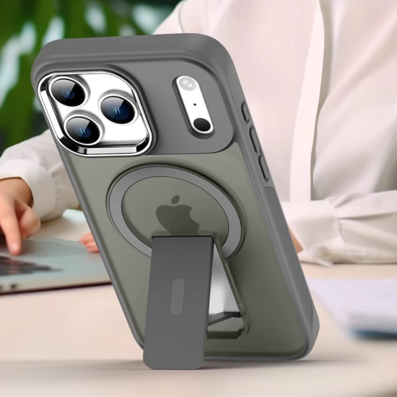 iPhone 17/Pro/Pro Max Matte MagSafe Magnetic Shockproof Heavy Duty Case with kickstand - Image 3