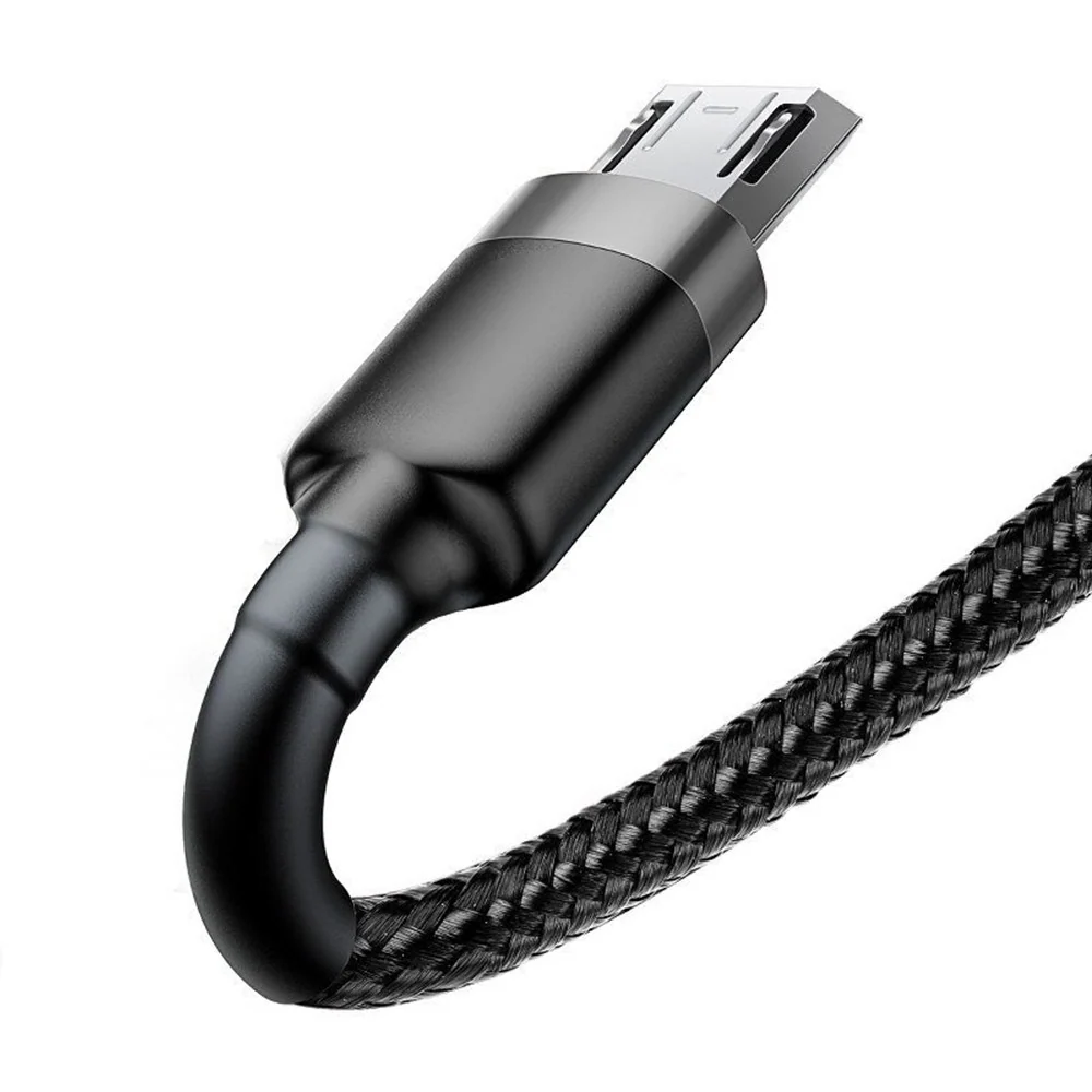 iQuick Braided Double Side Insertion Micro USB to USB-A Fast Charging Cable 0.3M - Image 2
