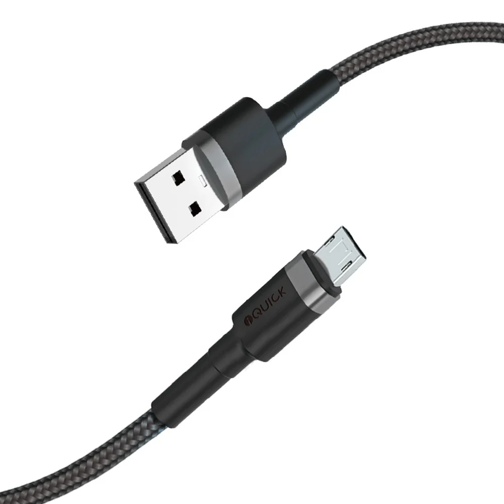 iQuick Braided Double Side Insertion Micro USB to USB-A Fast Charging Cable 0.3M - Image 5