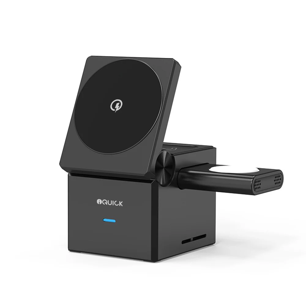 iQuick CUBE T1 3 in 1 Foldable Wireless Charger Stand Galaxy/ Apple Watch Pads
