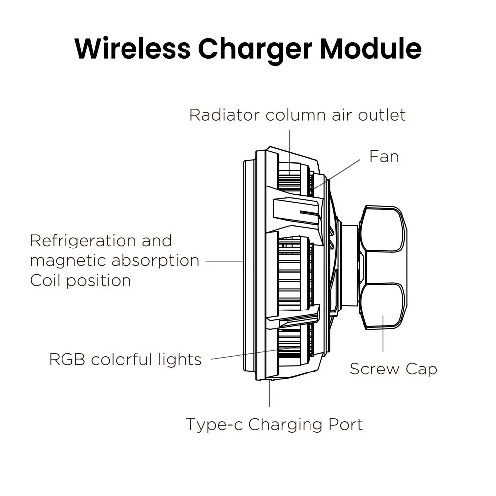 iQuick Magnetic Car Mount Charger with Cooling Semiconductor Radiator IC9 COOLGEAR 15W (IQUICK-C9) - Image 6