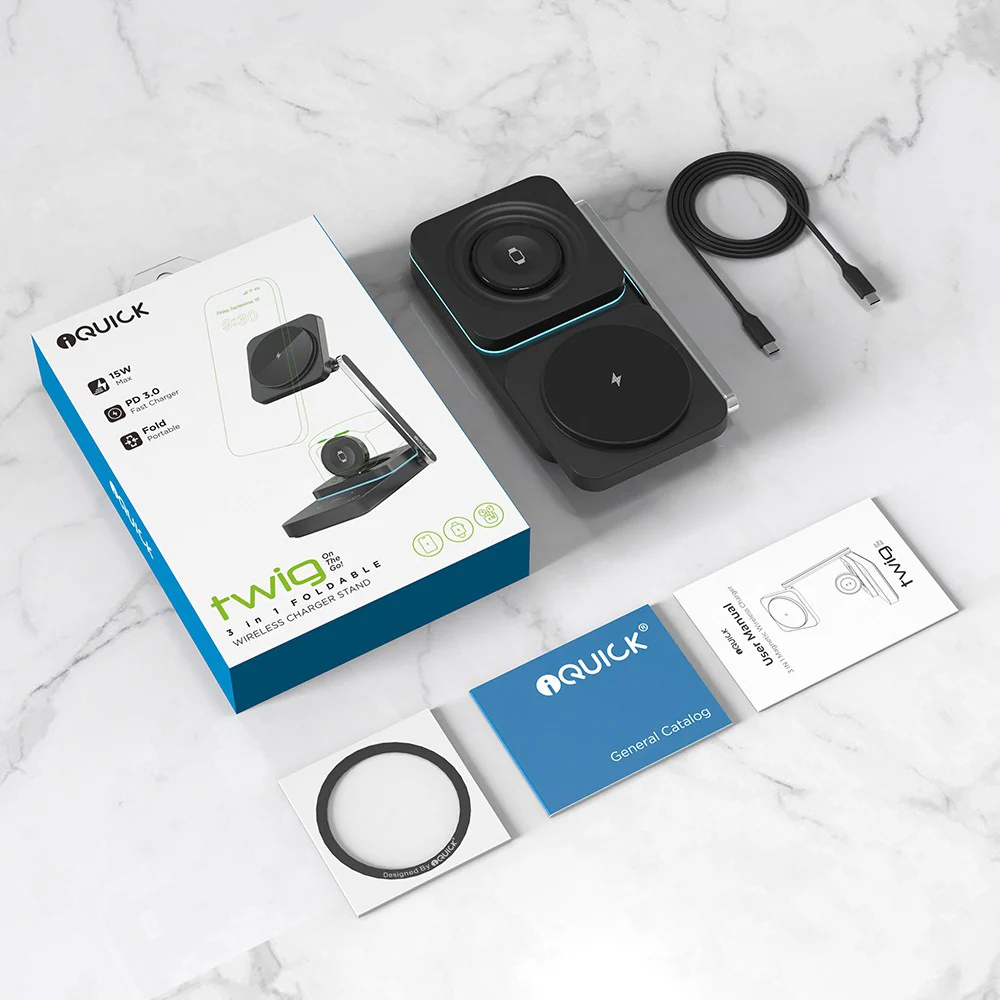 iQuick Twig T6 3 in 1 Foldable Wireless Charger Stand - Image 12