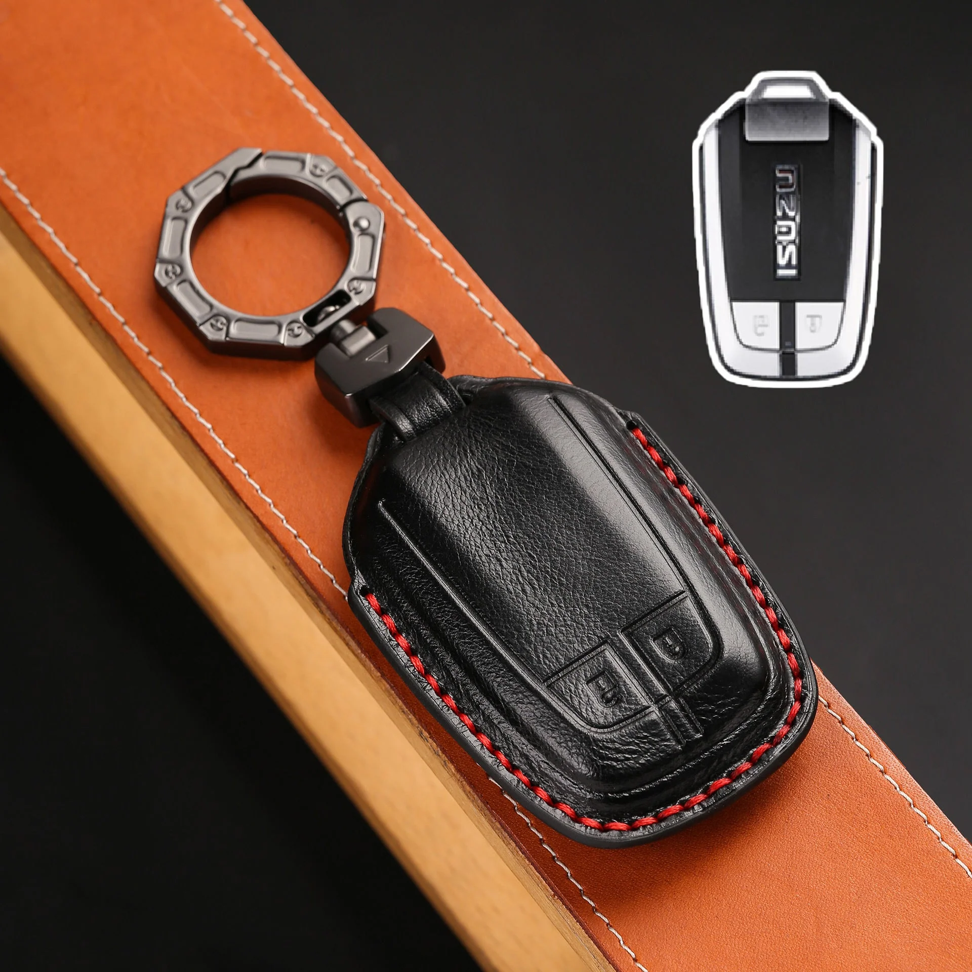Isuzu Handcrafted Genuine Leather Car Key Fob Case Cover For D-MAX, MU‑X - Image 5