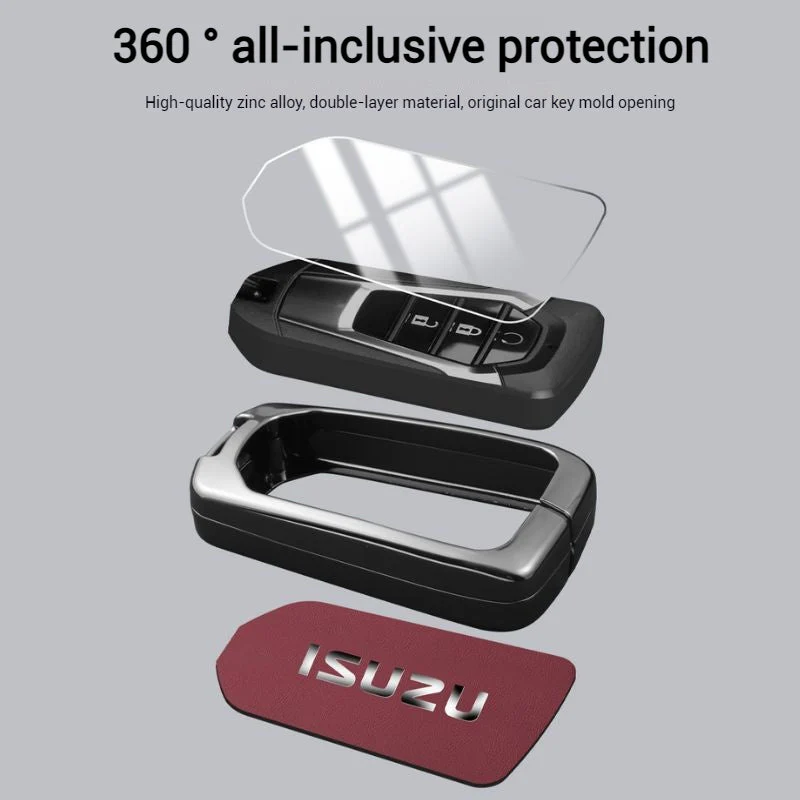Isuzu Zinc Alloy PU Leather Car Key Fob Case Cover For D-MAX, MUX - Image 10