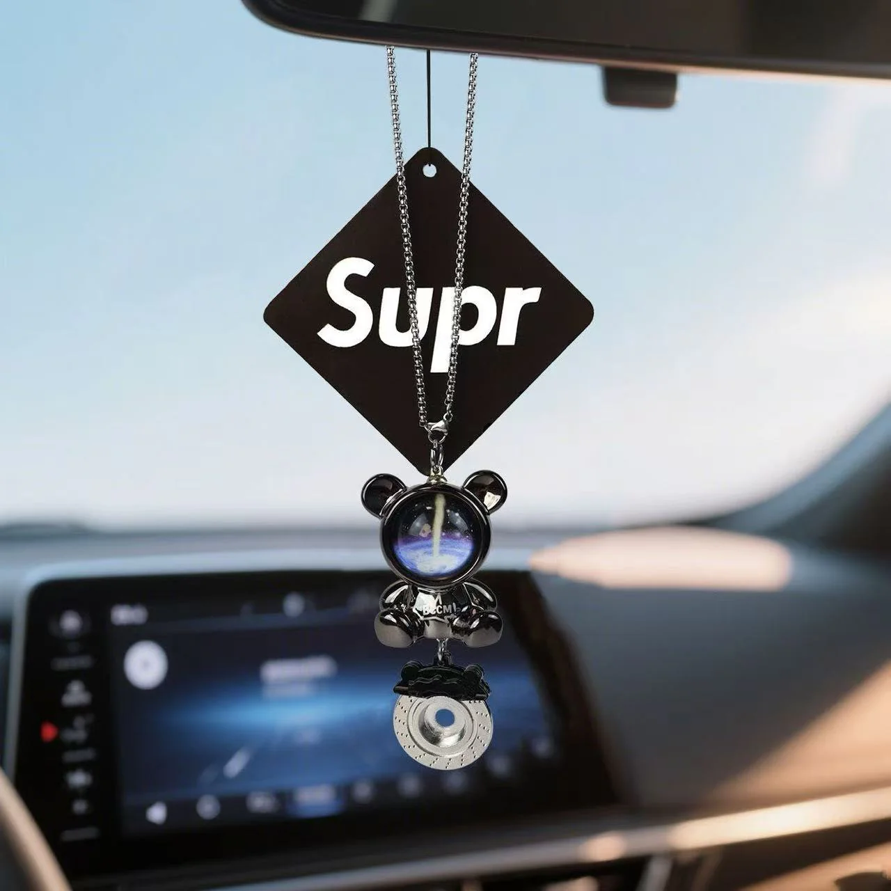 Exquisite Minimalist Astronaut Bear Car Hanging Ornament – Rearview Mirror Pendant Decoration - Image 3