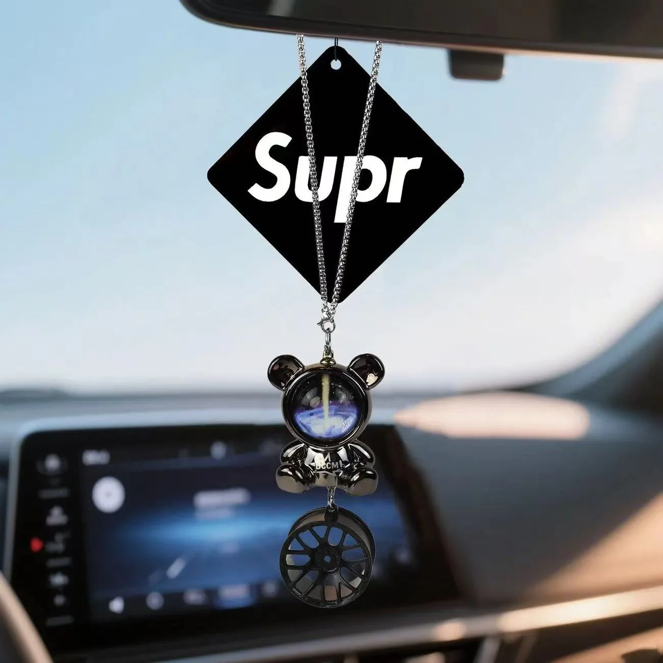 Exquisite Minimalist Astronaut Bear Car Hanging Ornament – Rearview Mirror Pendant Decoration - Image 4