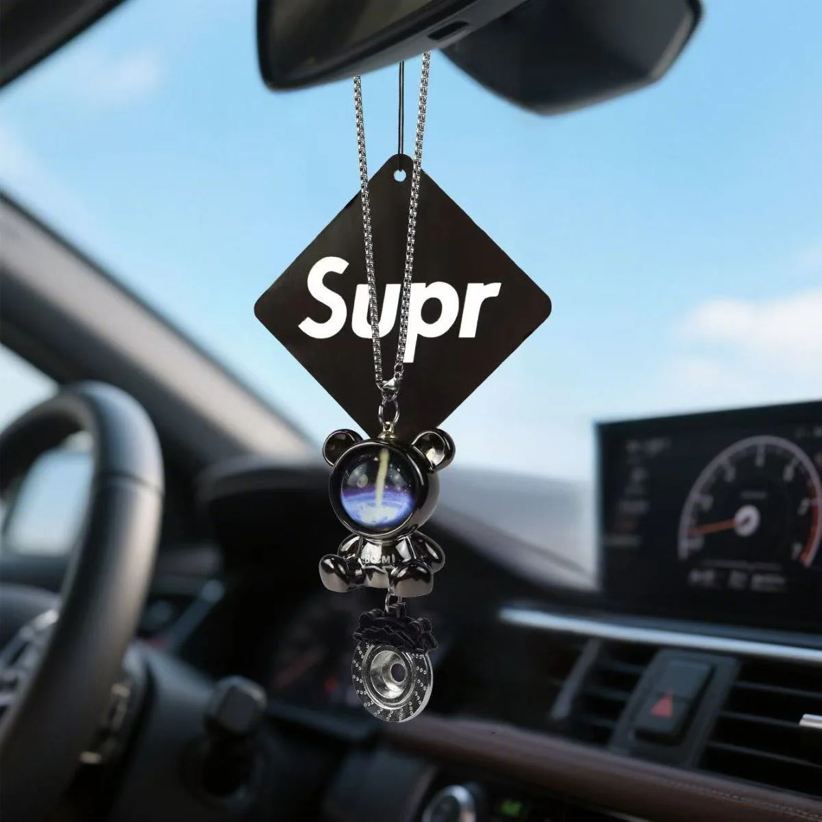 Exquisite Minimalist Astronaut Bear Car Hanging Ornament – Rearview Mirror Pendant Decoration - Image 6