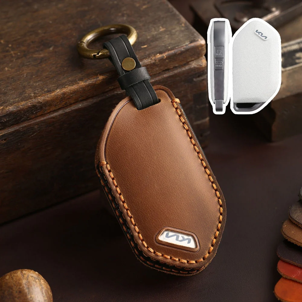 Kia Handcrafted Genuine Leather Car Key Protective Fob Cover Case For Carnival, Ev9, Picanto, Gt Line - Image 13