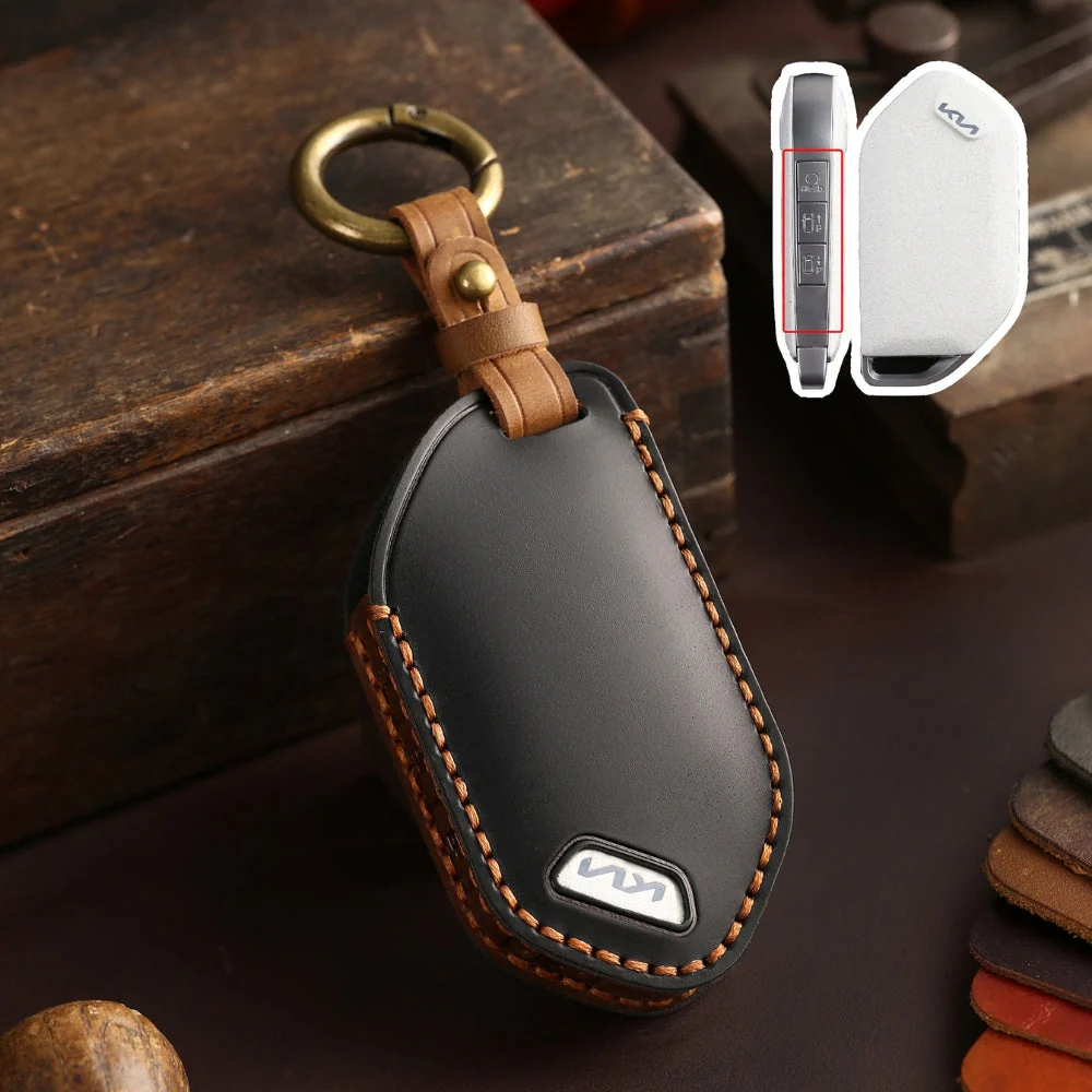 Kia Handcrafted Genuine Leather Car Key Protective Fob Cover Case For Carnival, Ev9, Picanto, Gt Line - Image 3