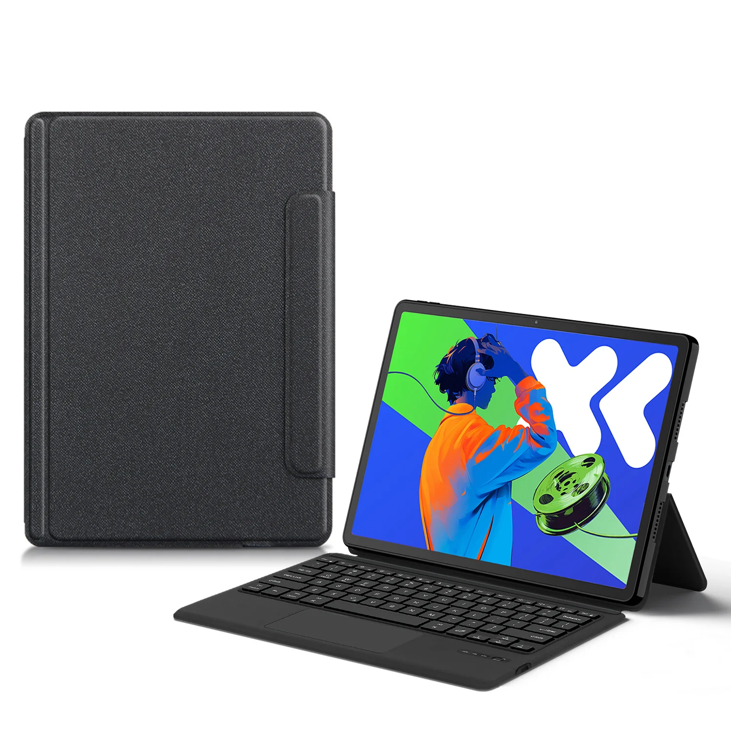 Lenovo Idea Tab Pro 12.7" 2025 (TB373FU/TB375FC) - Bluetooth Integrated Leather Touch Rotating Keyboard Case