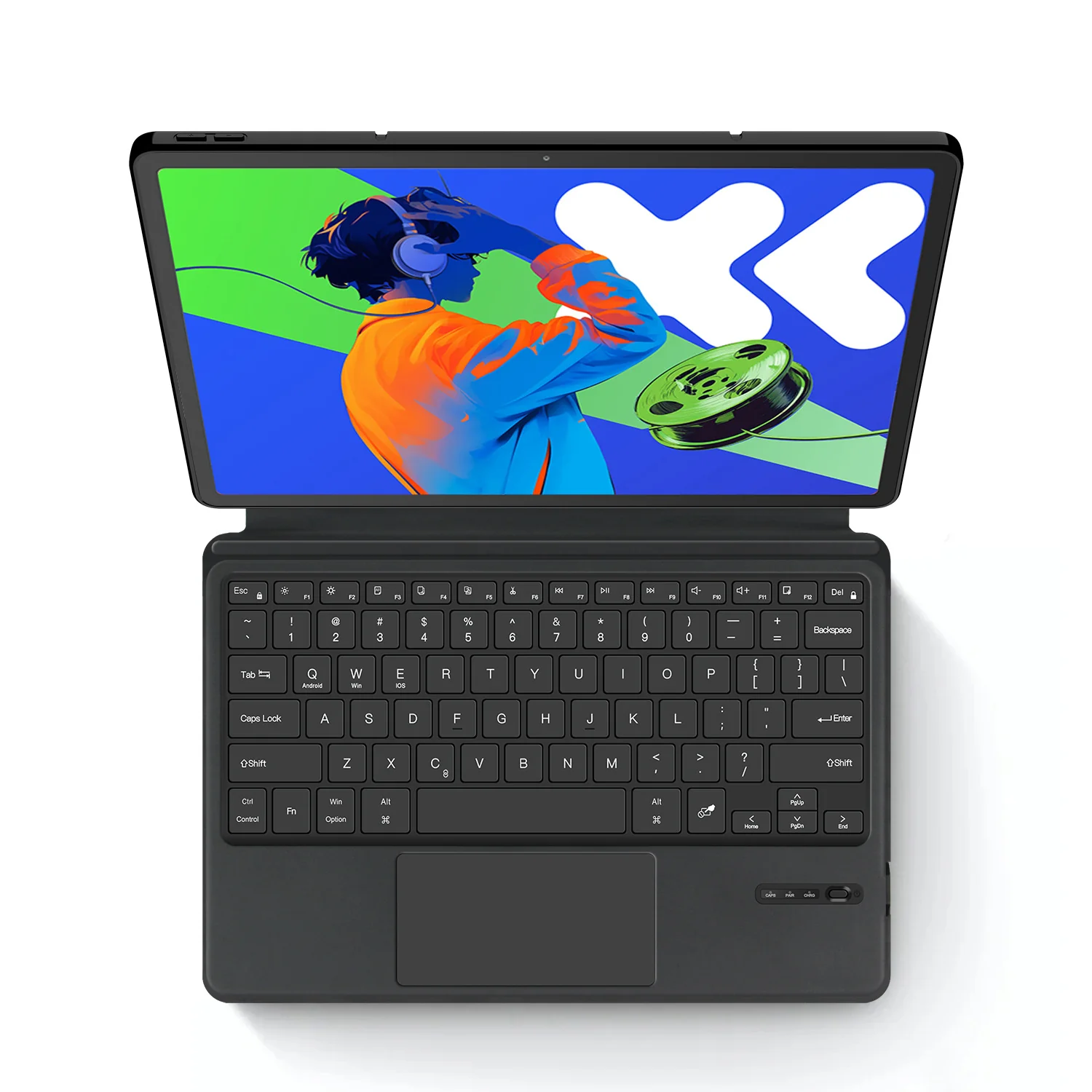 Lenovo Idea Tab Pro 12.7" 2025 (TB373FU/TB375FC) - Bluetooth Integrated Leather Touch Rotating Keyboard Case - Image 2